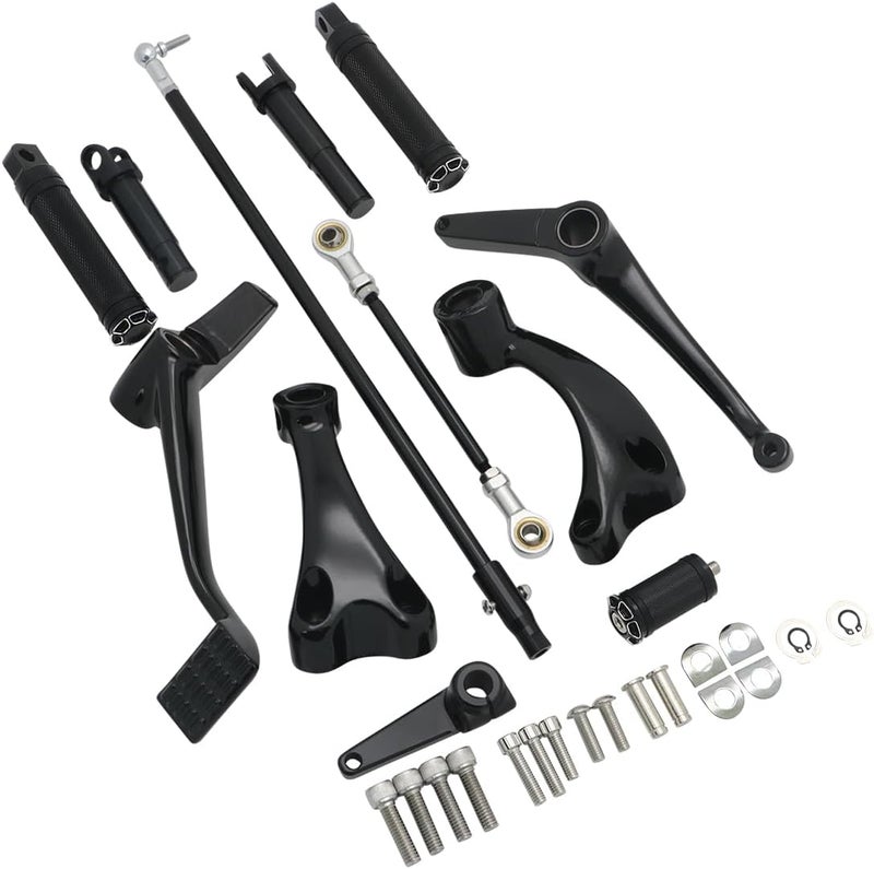 FENGREN Motorcycle Black Forward Controls Complete Kit Pegs Levers Linkages for Harley 2014-2022 Sportster XL 883 1200 Forty Eight XL883/C/N/L/R, XL1200C/R/L/N/X - Image 3